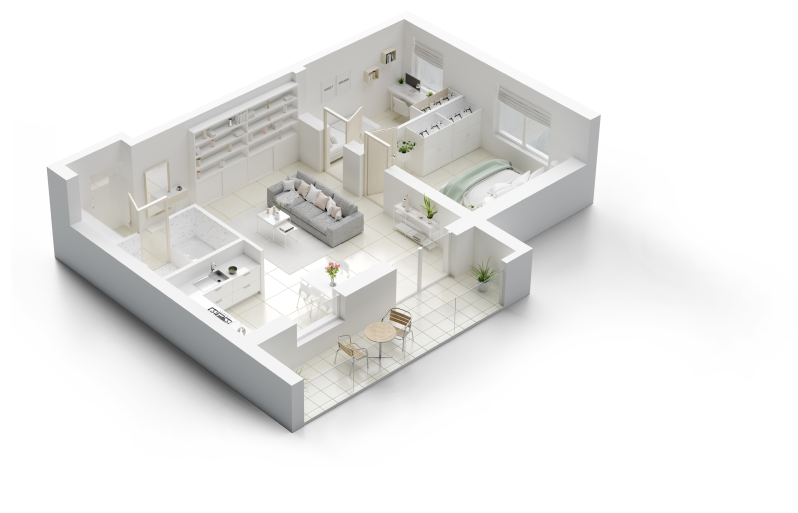 Vista isométrica del hogar protegido por ADT